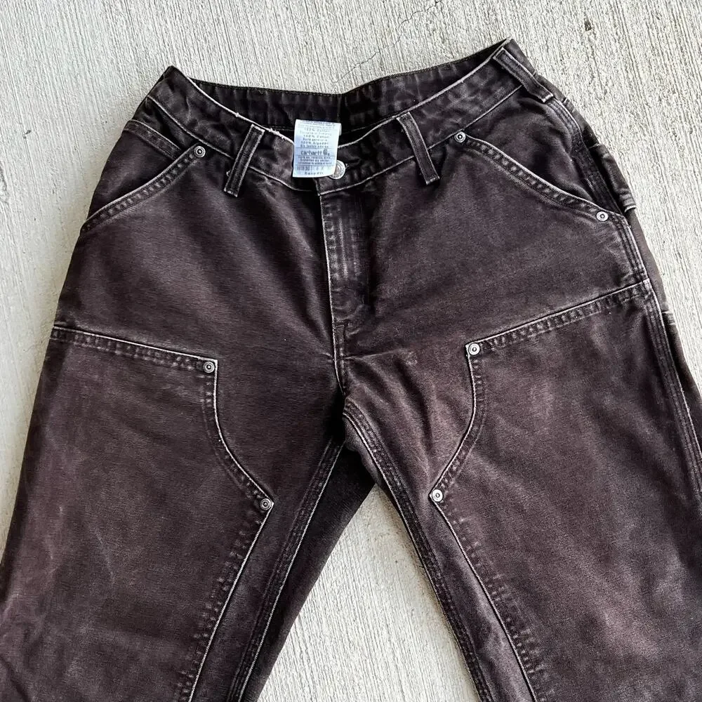 Carhartt WOMENS faded brown double knee work wear carpenter pants